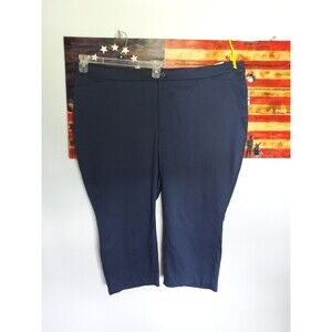Catherines The Universal Capri Pants Navy Blue Women's Petite Plus Size 30WP NEW